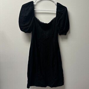 Privacy Please Black Dress with Lace Trim Detail